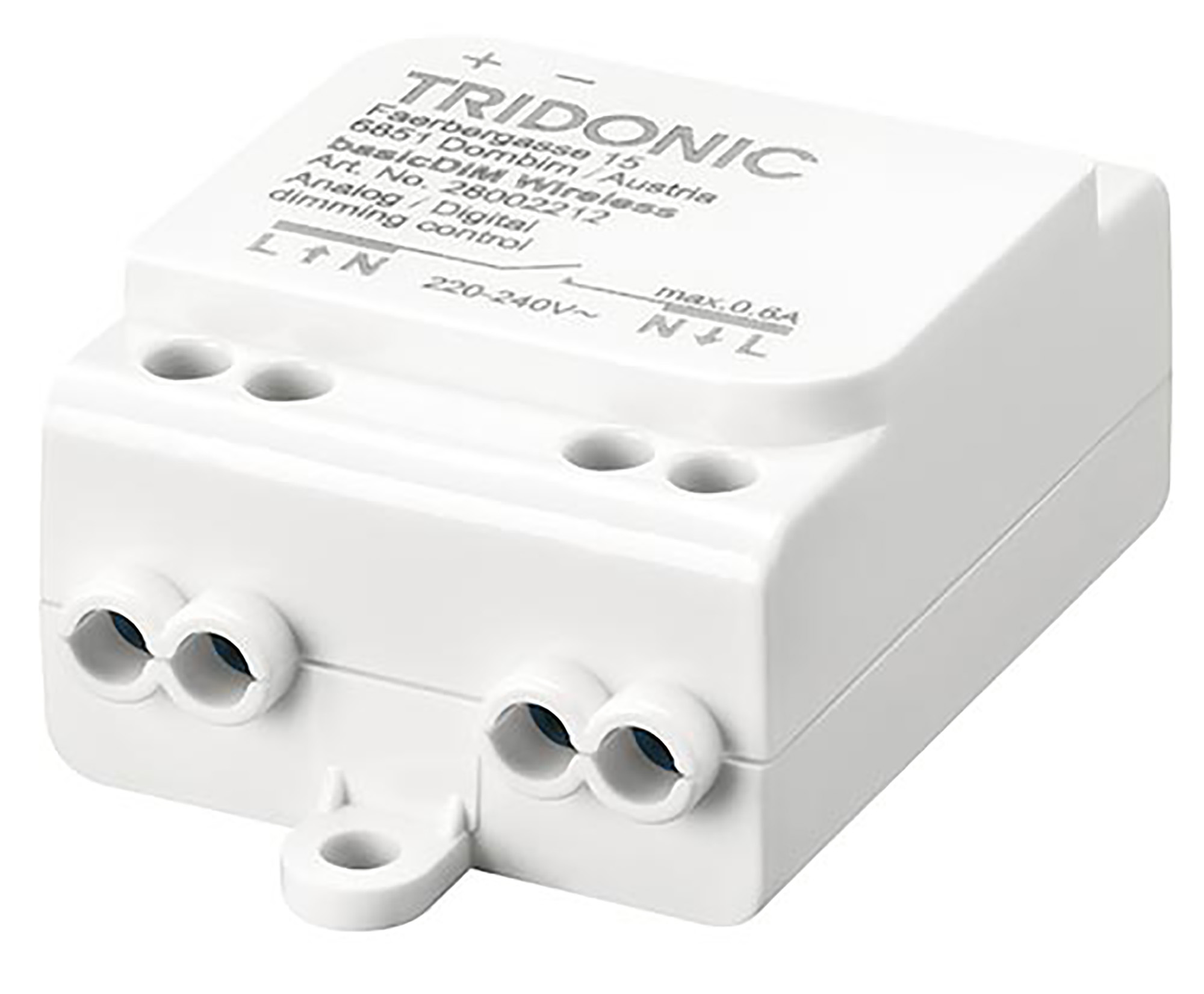 28002212  basicDIM Wireless module, 2.4 – 2.483 GHz Radio transceiver operating frequencies, Rated supply voltage 220 – 240 Vac, Configurable analog / digital output 0-10 V / 1-10 V and DALI, P20.